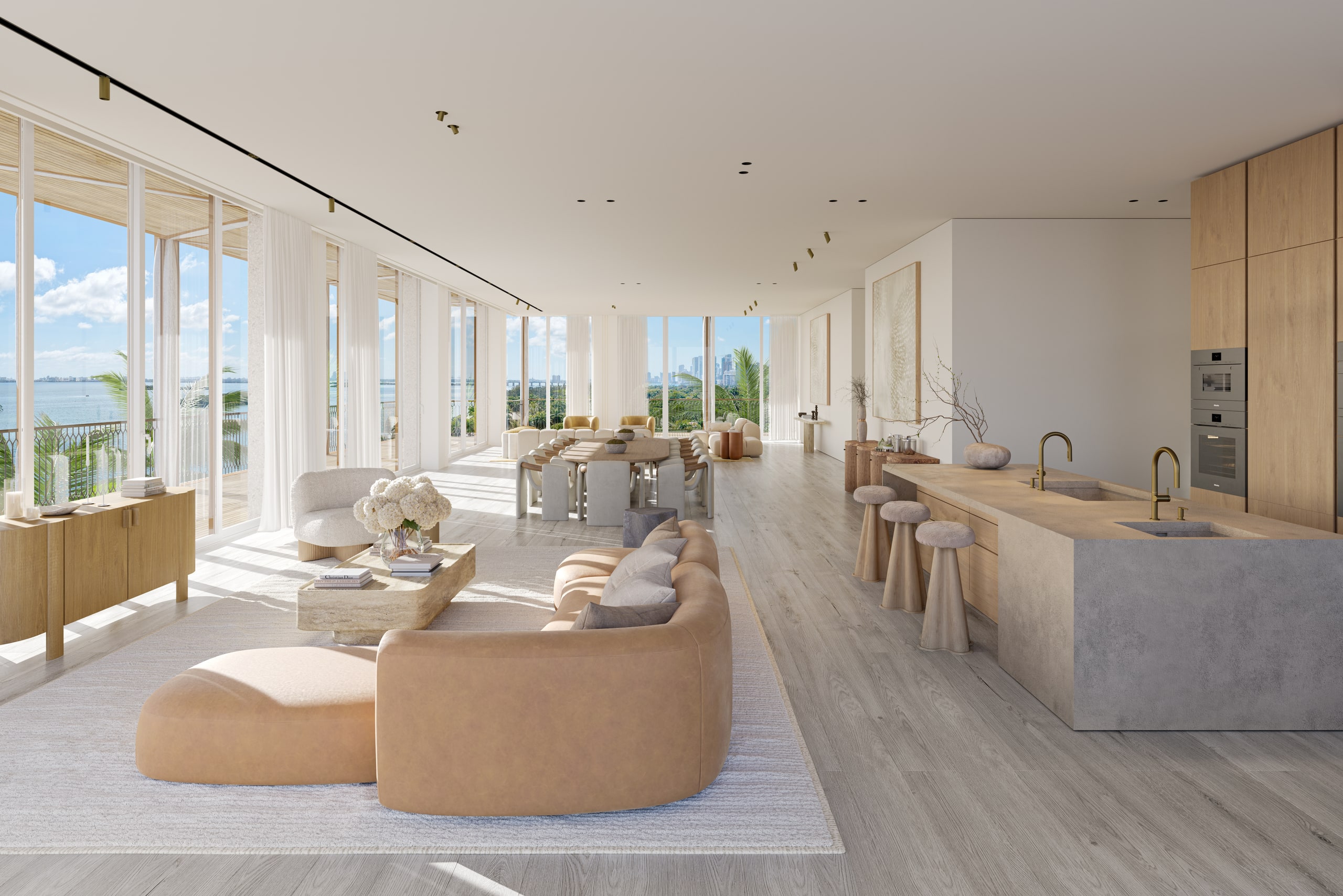 Open-plan living, kitchen and dining